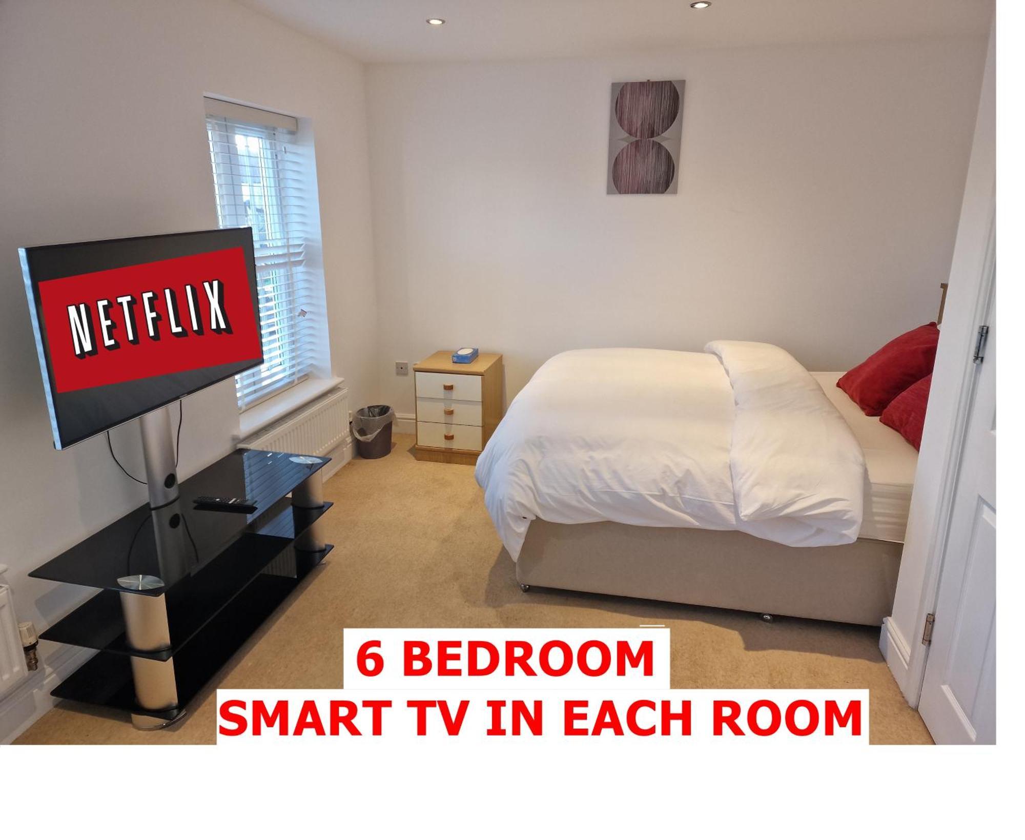 Nightrest Homes 6 Bedroom House- Smart Tv In Each Room - Parking - Wifi Milton Keynes Exterior photo